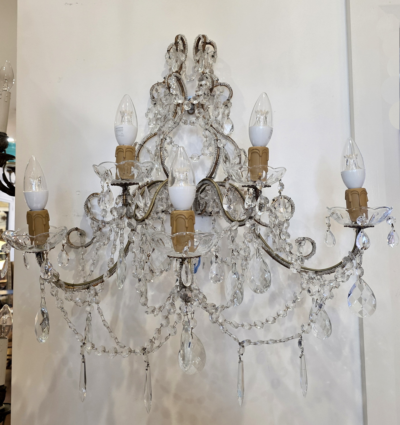 A large Florentine Crystal Wall Light